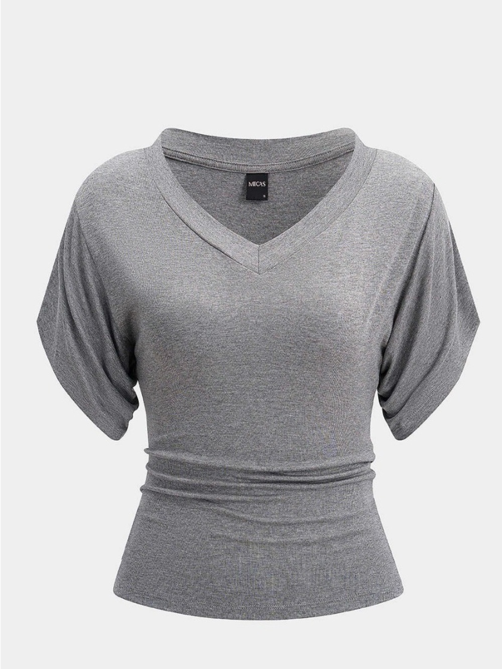 Micas V-Neck Waist-Cinching Ruched T-Shirt